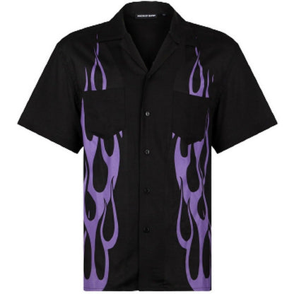 Camicie casual Uomo Vision of Super - Black Shirt With Purple Flames - Nero