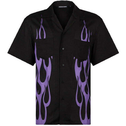 Camicie casual Uomo Vision of Super - Black Shirt With Purple Flames - Nero