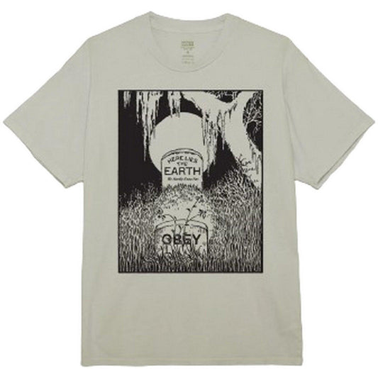 T-shirt Uomo Obey - Obey Here Lies The Earth Pigment Classic Tee - Grigio