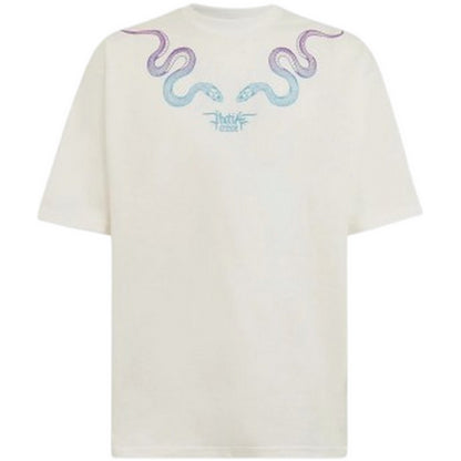 T-shirt Uomo Phobia - White T-Shirt With Pink And Blue Snake Print - Bianco