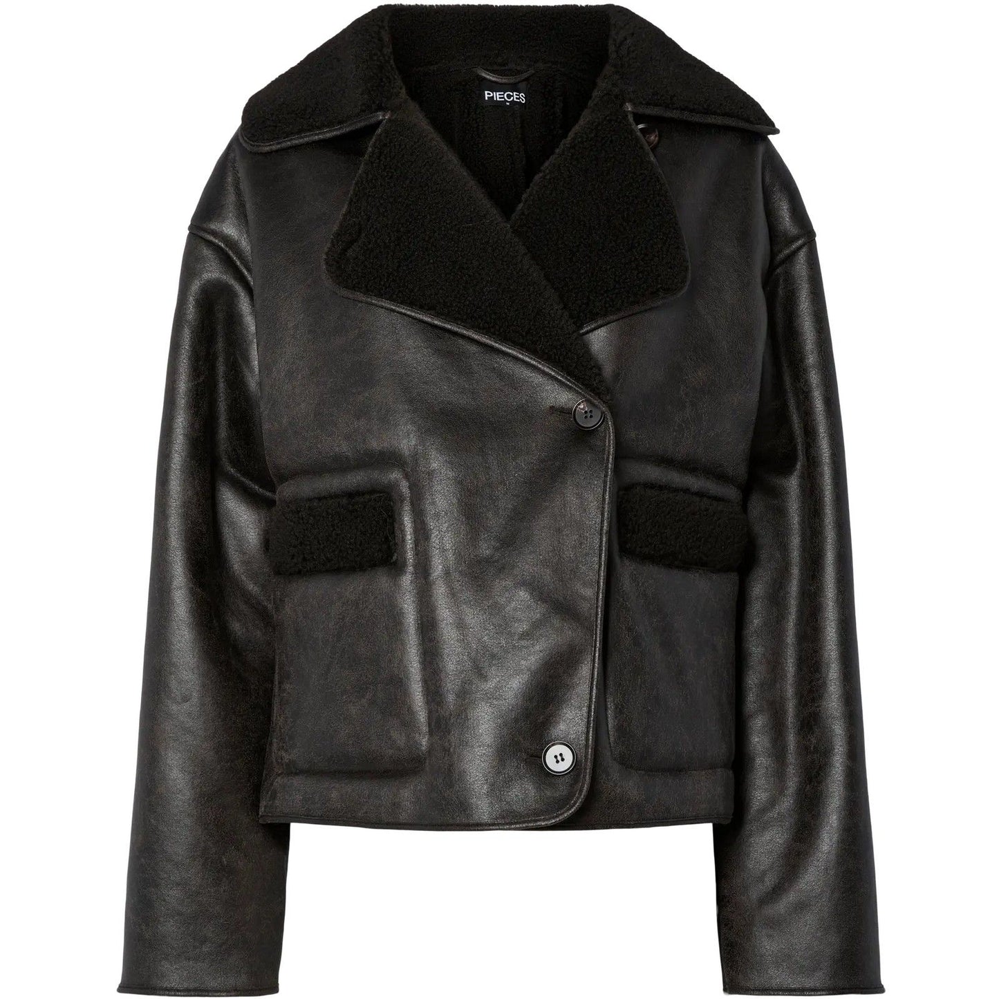 Giacche Donna Pieces - Pcjuno Coated Teddy Jacket - Marrone