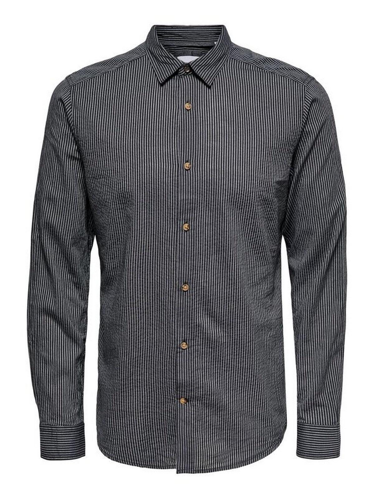 Camicie casual Uomo Only & Sons - Onssteve Life Ls Seersucker Stripe Shirt - Blu