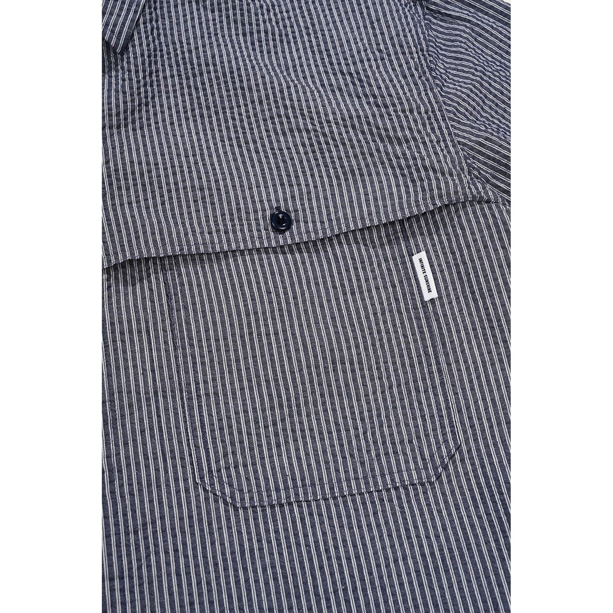 Camicie casual Uomo KAPPY DESIGN - Stripe Pocket Work Shirt - Blu