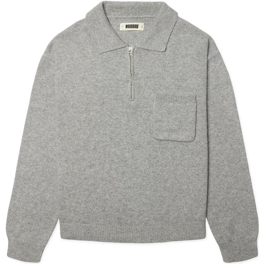 Polo a manica lunga Uomo Woodbird - WBKang 1/2 Zip Polo - Grigio