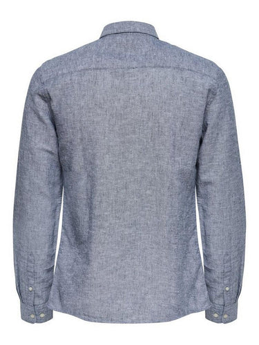 Męskie koszule codzienne Only & Sons – Onscaiden Life Ls Solidna lniana koszula Noos – niebieska