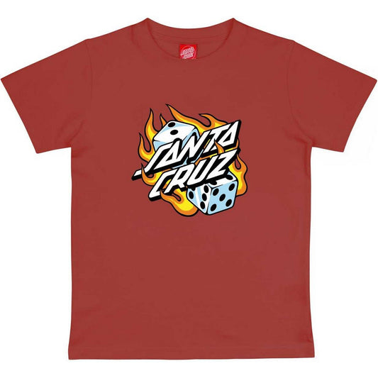 T-shirt Ragazzo Santa Cruz - Youth Flaming Dice Dot T-Shirt - Marrone
