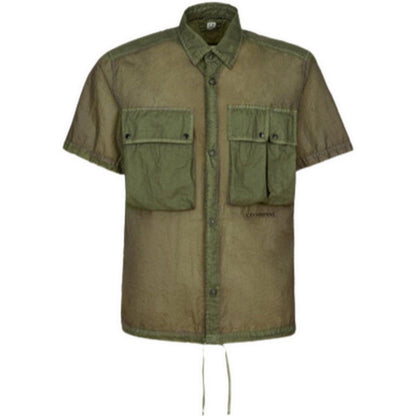 Camicie casual Uomo C.P. Company - Light Microweave Laminated Pockets Shirt - Verde