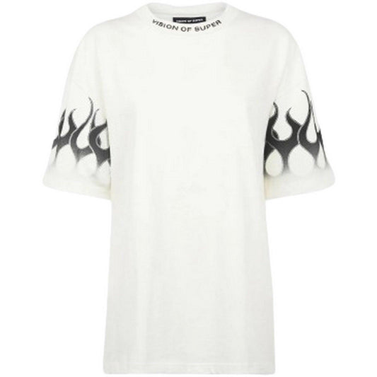 T-shirt Uomo Vision of Super - Off White Tshirt With Black Flames - Bianco