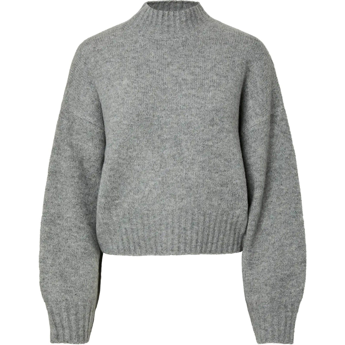 Maglioni Donna Pieces - Pcaico Ls Short High Neck Knit Bc - Grigio