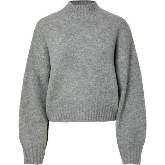 Maglioni Donna Pieces - Pcaico Ls Short High Neck Knit Bc - Grigio
