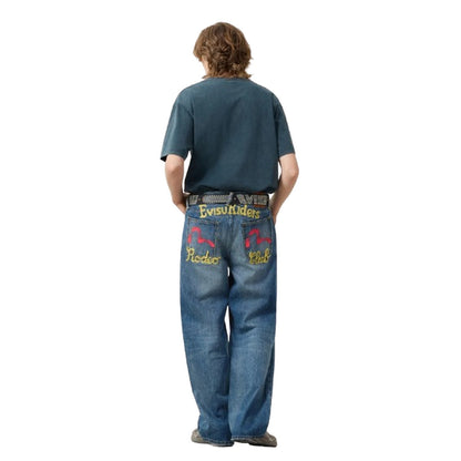 Jeans Uomo Evisu - Ej Heavy Washed And Distressed 5P Jeans - Blu