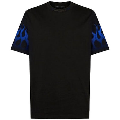 T-shirt Uomo Vision of Super - Black Tshirt With Blue Flames - Nero