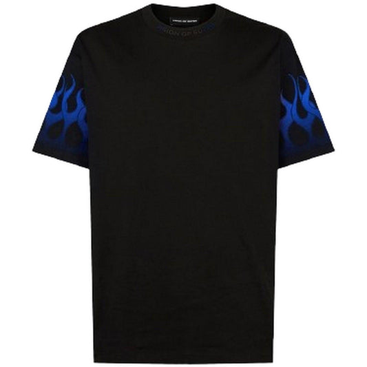 T-shirt Uomo Vision of Super - Black Tshirt With Blue Flames - Nero