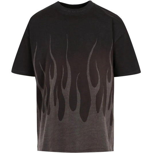 T-shirt Uomo Vision of Super - Black T-Shirt With Corrosive Flames - Nero