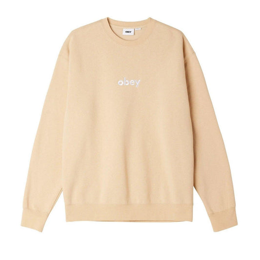 Felpe senza cappuccio Unisex Obey - Obey Lowercase Crew Specialty Fleece - Beige