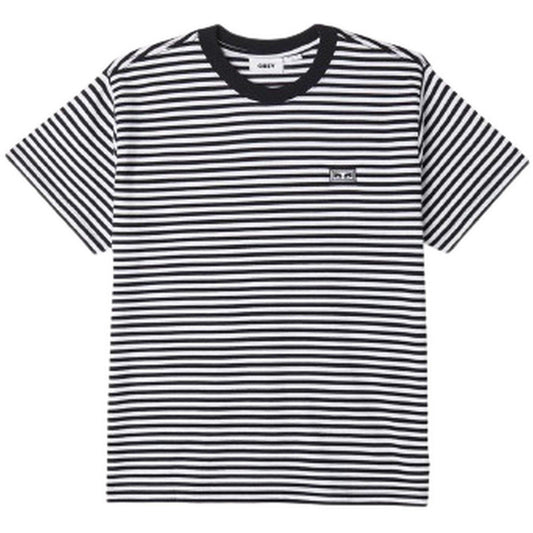 T-shirt Uomo Obey - Established Works Eyes Stripe Tee Ss - Nero