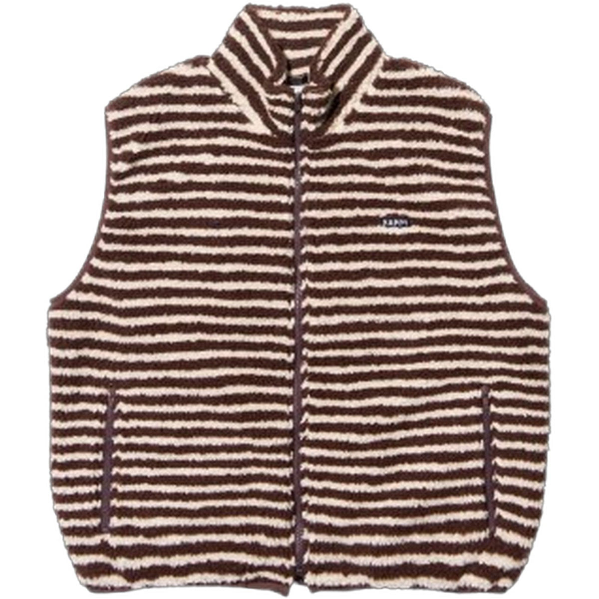 Gilet Uomo KAPPY DESIGN - Stripe Fleece Zipper Vest - Marrone