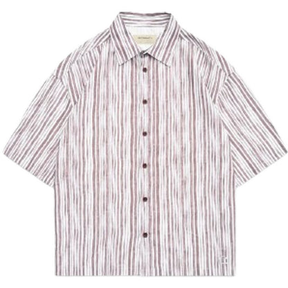 Camicie casual Unisex Reternity - Watercolor Short Sleeve Shirt - Marrone