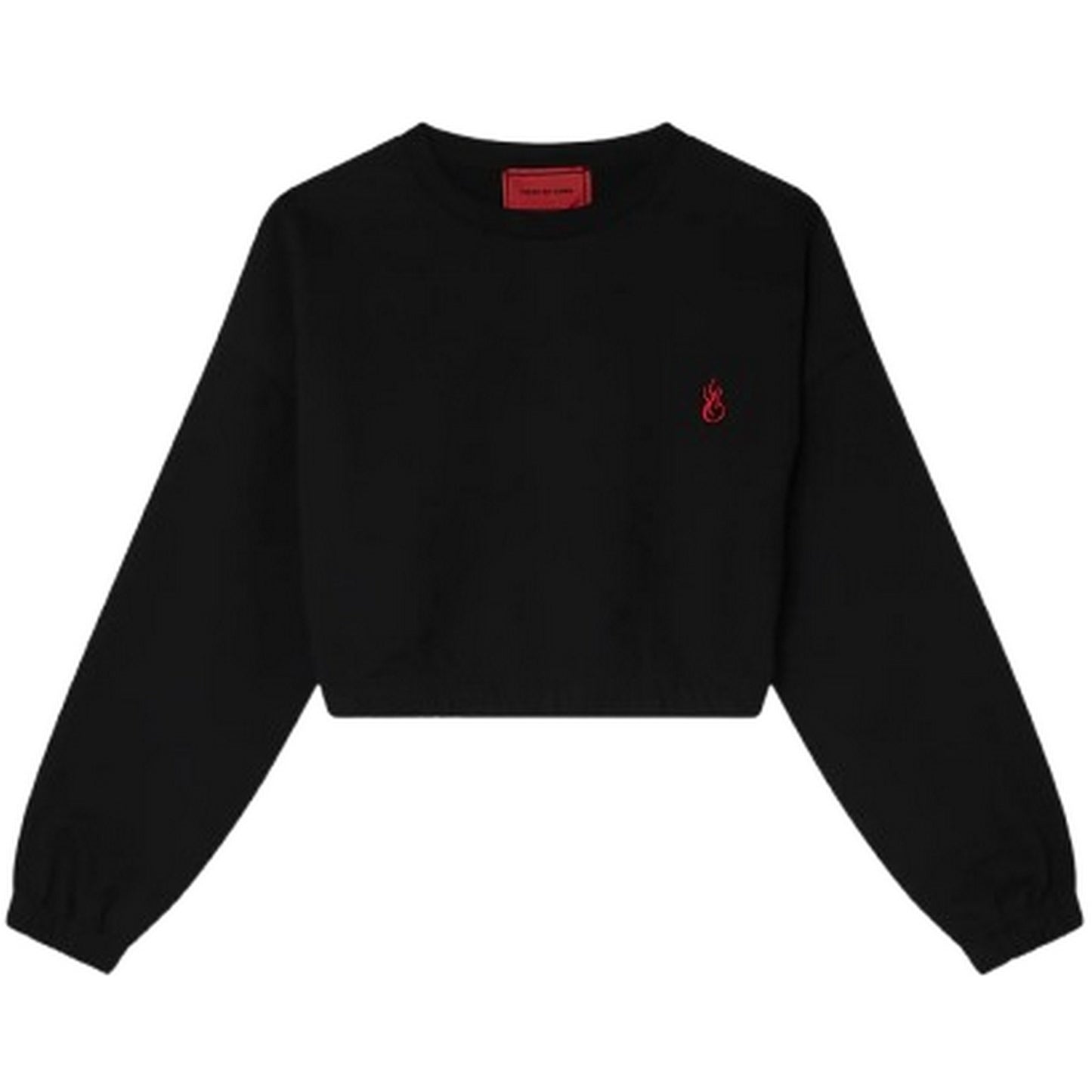 Felpe senza cappuccio Donna Vision of Super - Black Crop Crewneck With Embroidered Flame Logo On - Nero