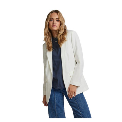 Bluse Donna Pieces - Pcbossy Ls Loose Blazer Noos 12 A Slit - Bianco