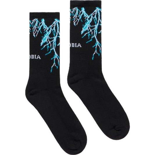 Calze Uomo Phobia - Black Socks Lightblue Lightning - Nero