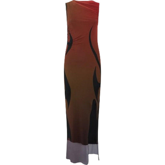 Vestiti casual Donna Vision of Super - Maxi Dress With "Fire Shade" And Tribal Flames Pri - Multicolore