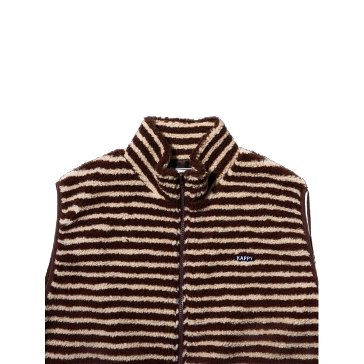 Gilet Uomo KAPPY DESIGN - Stripe Fleece Zipper Vest - Marrone