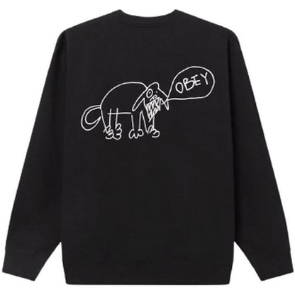 Felpe senza cappuccio Uomo Obey - Dog Doodle Crew Fleece - Nero