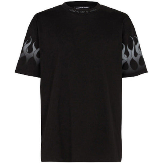 T-shirt Uomo Vision of Super - Black Tshirt With Grey Flames - Nero