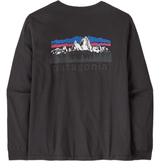 Maglie a manica lunga Uomo Patagonia - M's L/S Fitz Roy Foothills T-Shirt - Nero