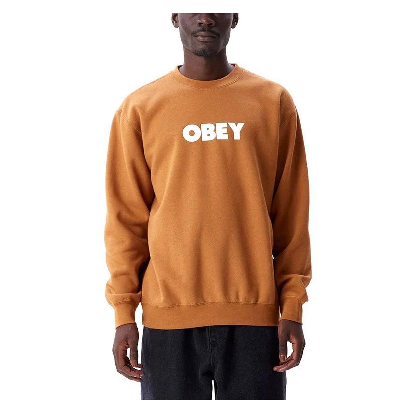 Felpe senza cappuccio Uomo Obey - Obey Bold Crew Premium Fleece - Marrone