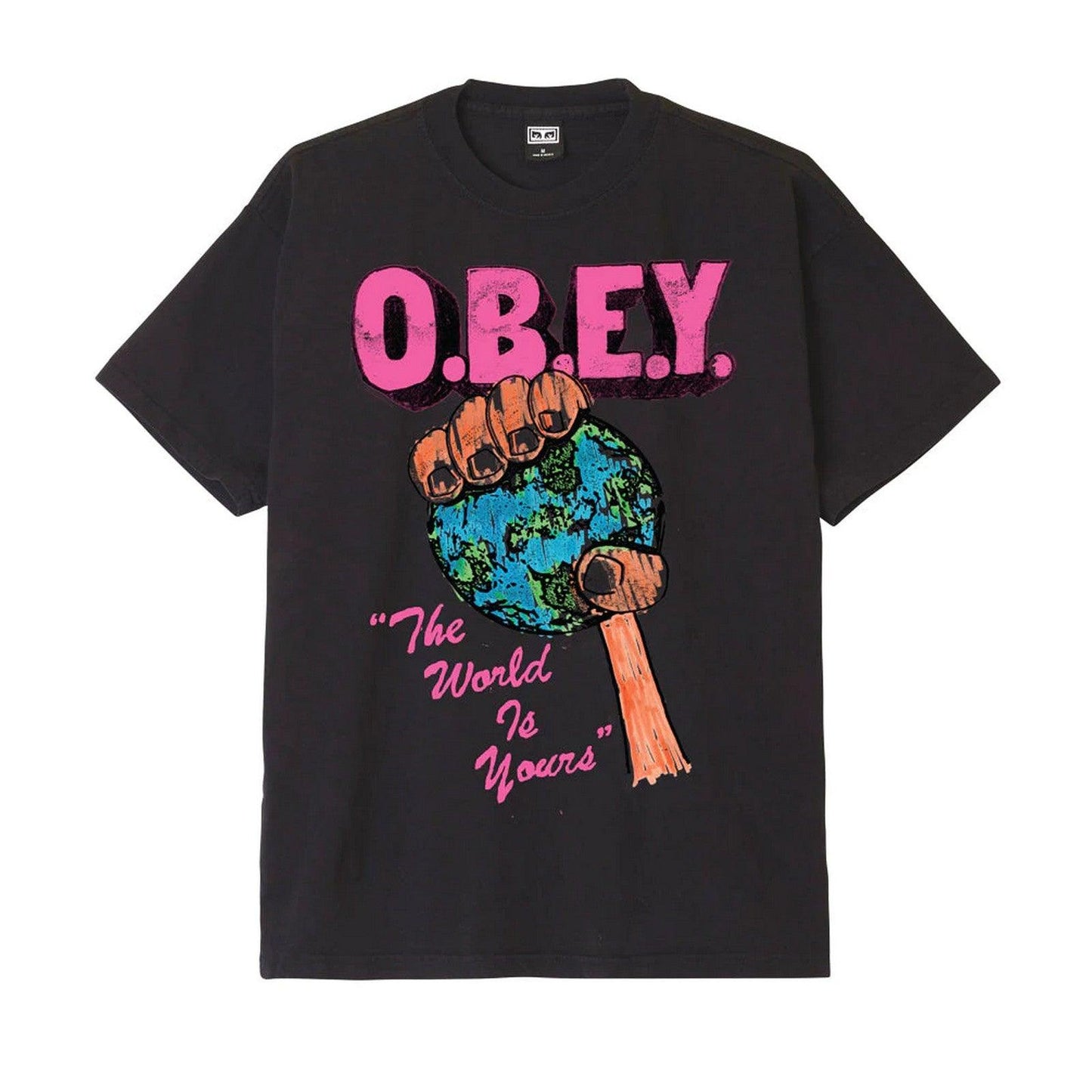 T-shirt Unisex Obey - Obey The World Is Yours Heavyweight Te - Nero