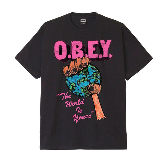 T-shirt Unisex Obey - Obey The World Is Yours Heavyweight Te - Nero