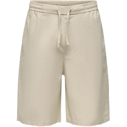Pantaloncini Uomo Only & Sons - Onsdaves Wide Cot Lin 0007 Shorts - Bianco