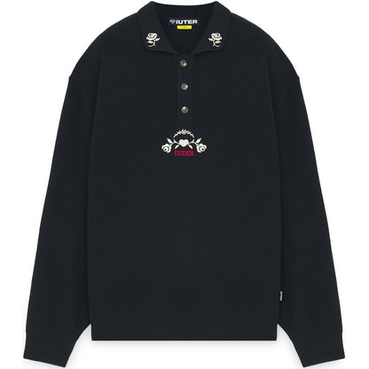 Maglie a manica lunga Uomo Iuter - Floral Knit Polo - Nero