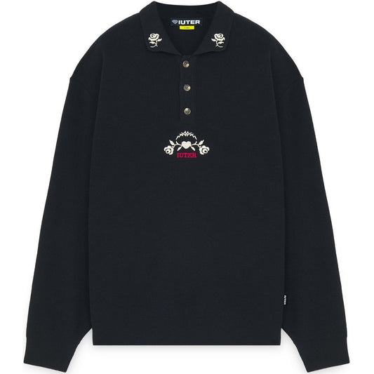 Maglie a manica lunga Uomo Iuter - Floral Knit Polo - Nero