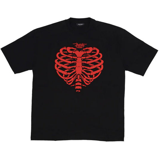T-shirt Uomo Phobia - Black T-Shirt With Front Red Rib Heart Print - Nero