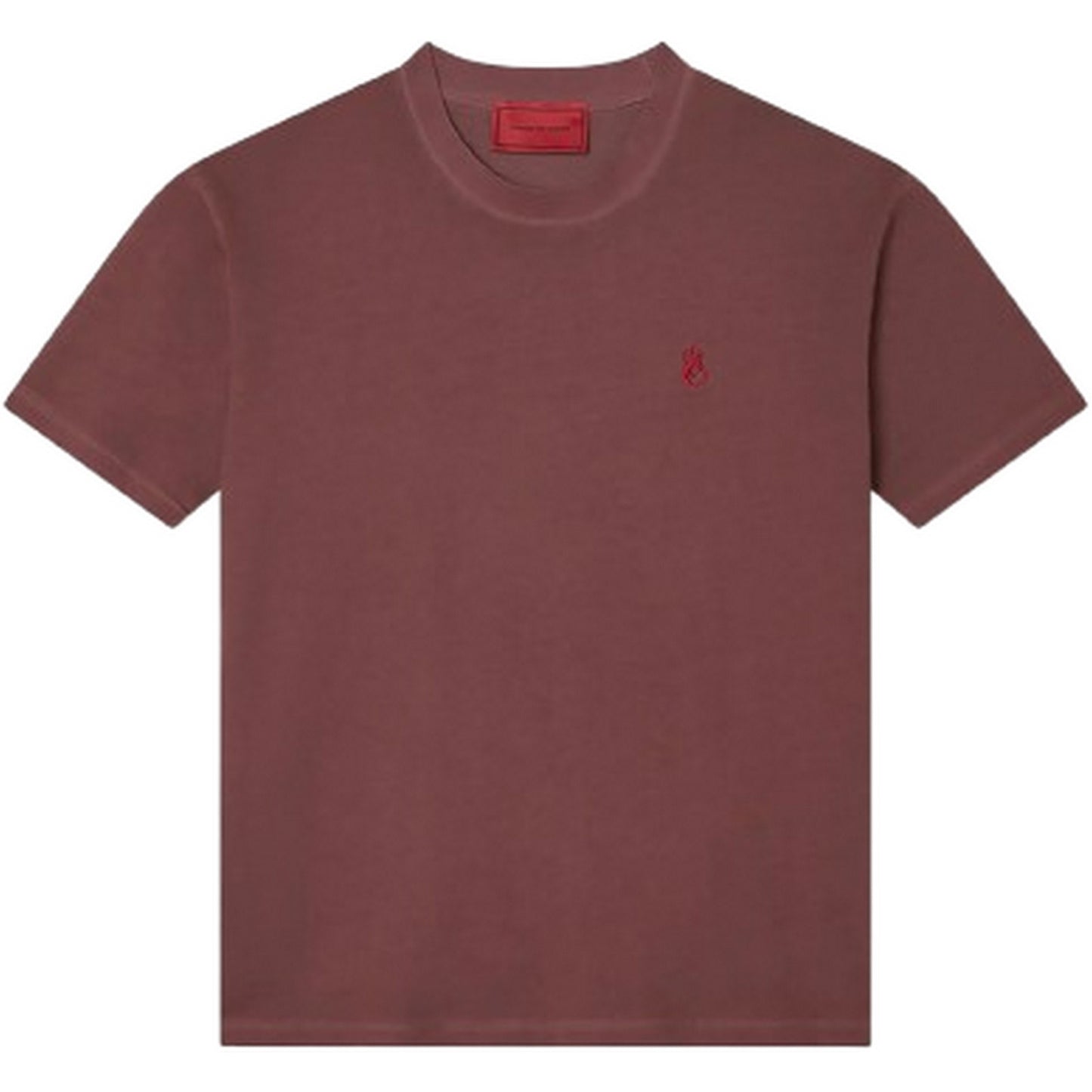 T-shirt Uomo Vision of Super - Rust T-Shirt With Embroidered Red Flame And Printe - Marrone