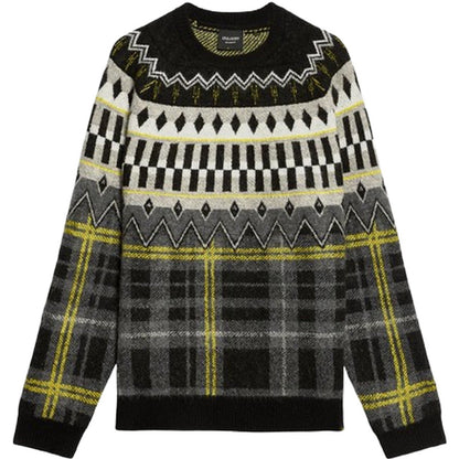 Maglioni Uomo Lyle & Scott - Fair Isle Tartan Jumper - Nero