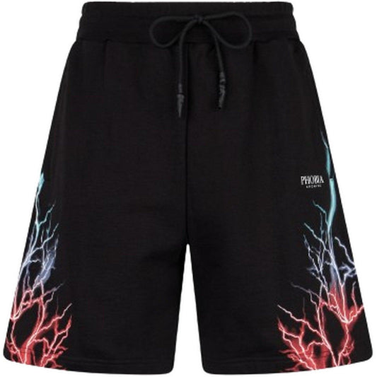 Pantaloncini Uomo Phobia - Black Shorts With Bicolor Lghtning Print - Nero