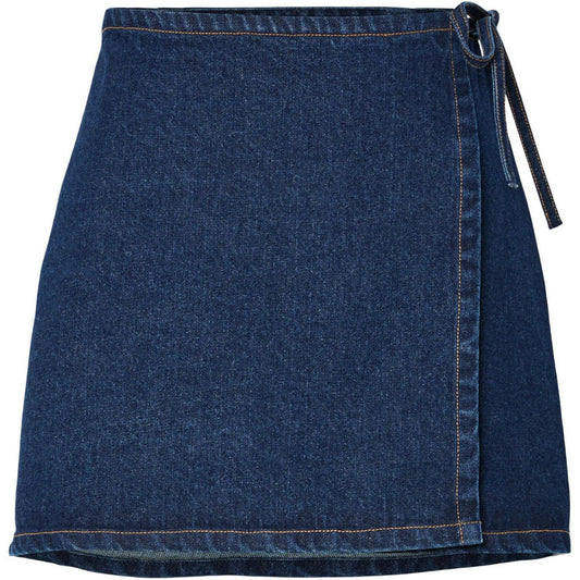 Gonne casual Donna Pieces - Pcflora Mw Wrap Denim Skirt Noos - Blu