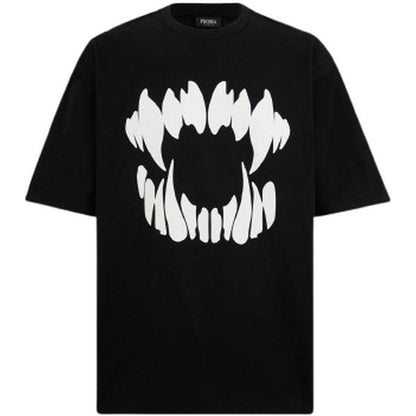 T-shirt Uomo Phobia - Black T-Shirt With Front Glow In The Dark Mouth Pr - Nero