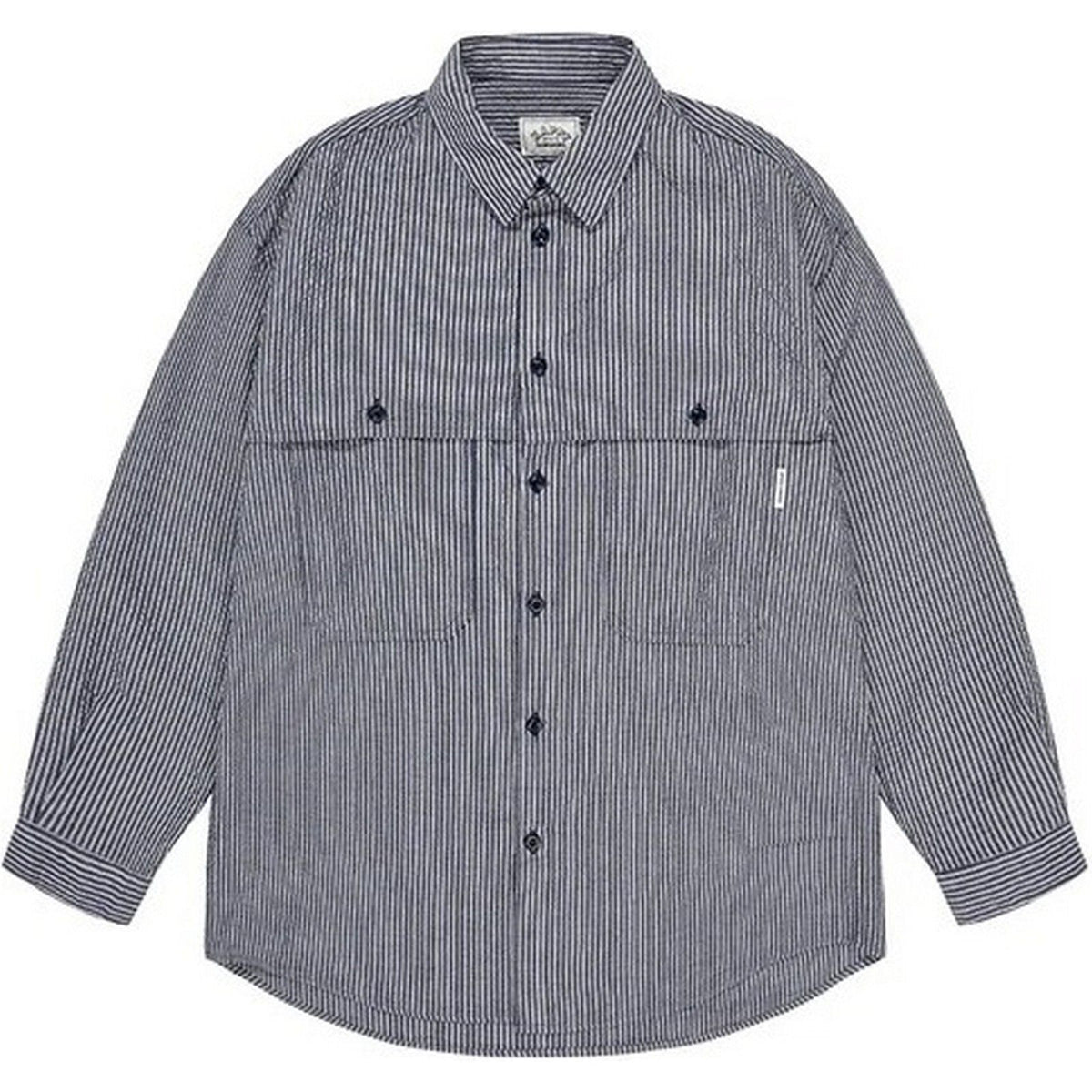 Camicie casual Uomo KAPPY DESIGN - Stripe Pocket Work Shirt - Blu