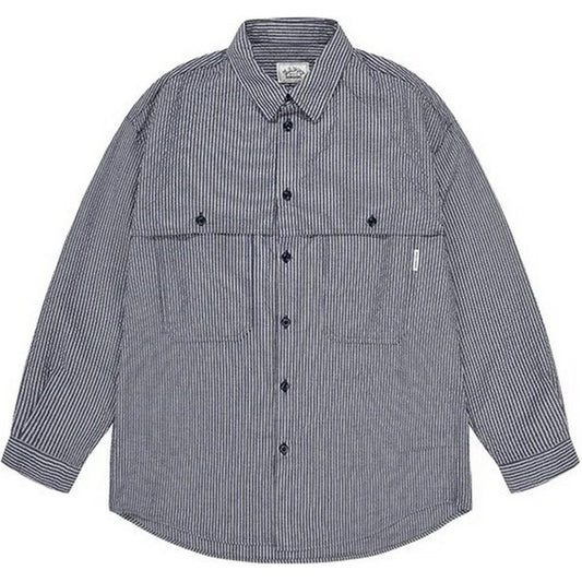 Camicie casual Uomo KAPPY DESIGN - Stripe Pocket Work Shirt - Blu
