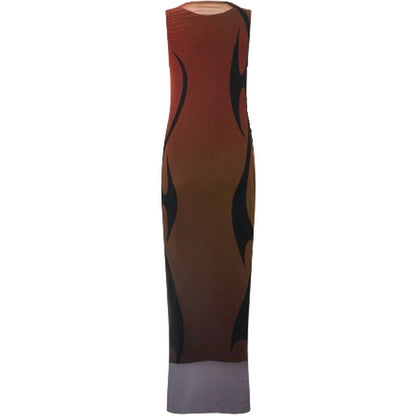 Vestiti casual Donna Vision of Super - Maxi Dress With "Fire Shade" And Tribal Flames Pri - Multicolore