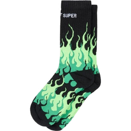Calze Uomo Vision of Super - Socks With Flames And Logo - Verde