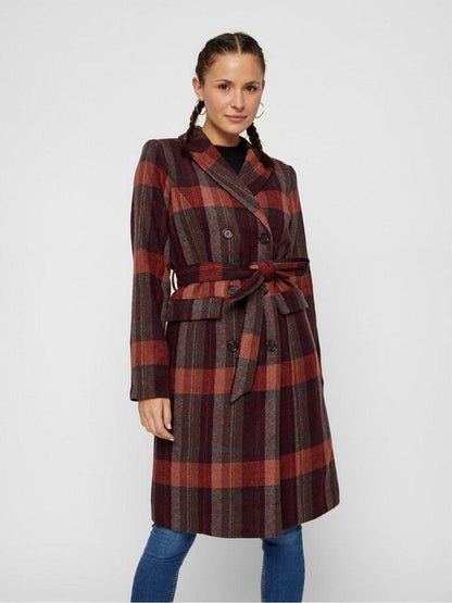 Cappotti Donna Pieces - Esmina Long Coat Bf - Bordeaux