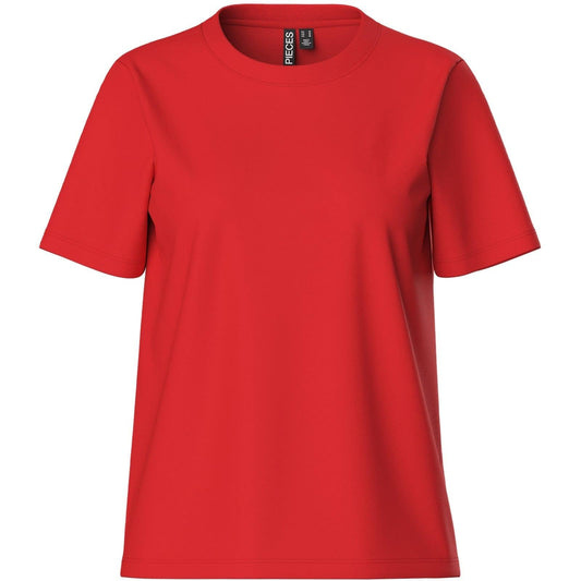 T-shirt Donna Pieces - Pcria Ss Solid Tee Noos Bc - Rosso