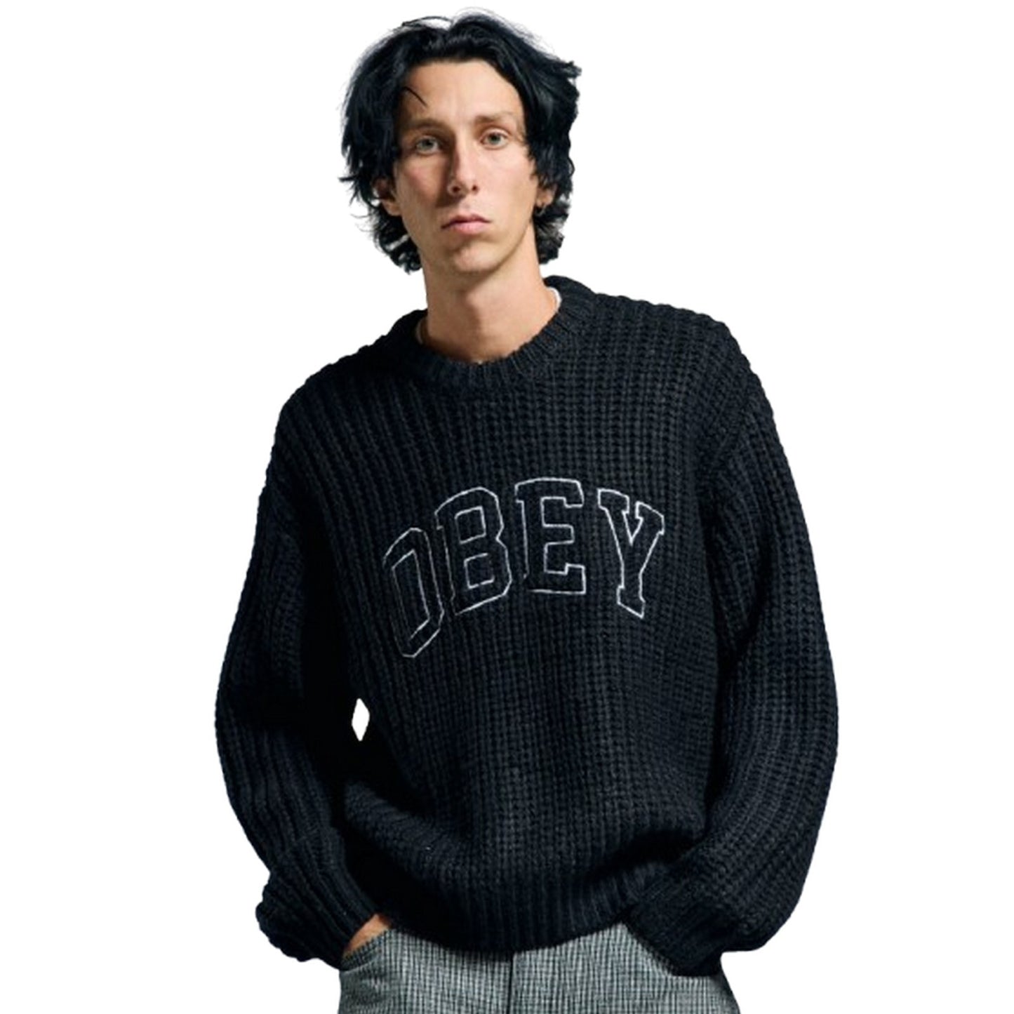 Maglioni Uomo Obey - Obey Collegiate Sweater - Nero