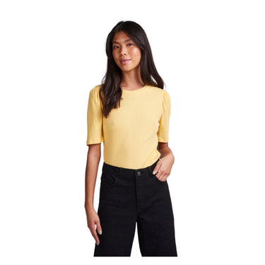 Camiseta mujer Pieces Pcruka Ss Puff Top Noos Bc - Amarillo